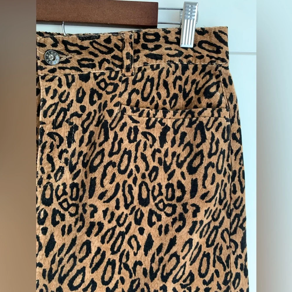 Vintage Kikit Jeans‎ Leopard Corduroy Skirt Size 10